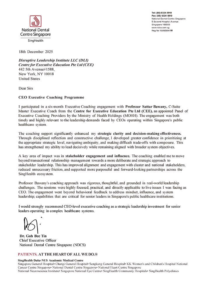 Testimonial by Dr Goh Bee Tin, CEO of NDCS - 18 December 2025